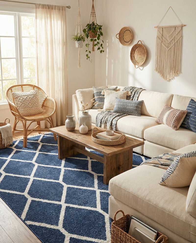 Sahara Chic Collection Area Rug -  Tuareg Rectangle Blue  lifestyle 19