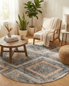 Aegean Elegance Collection Area Rug -  Rhodes Round Gray Cream  lifestyle 42