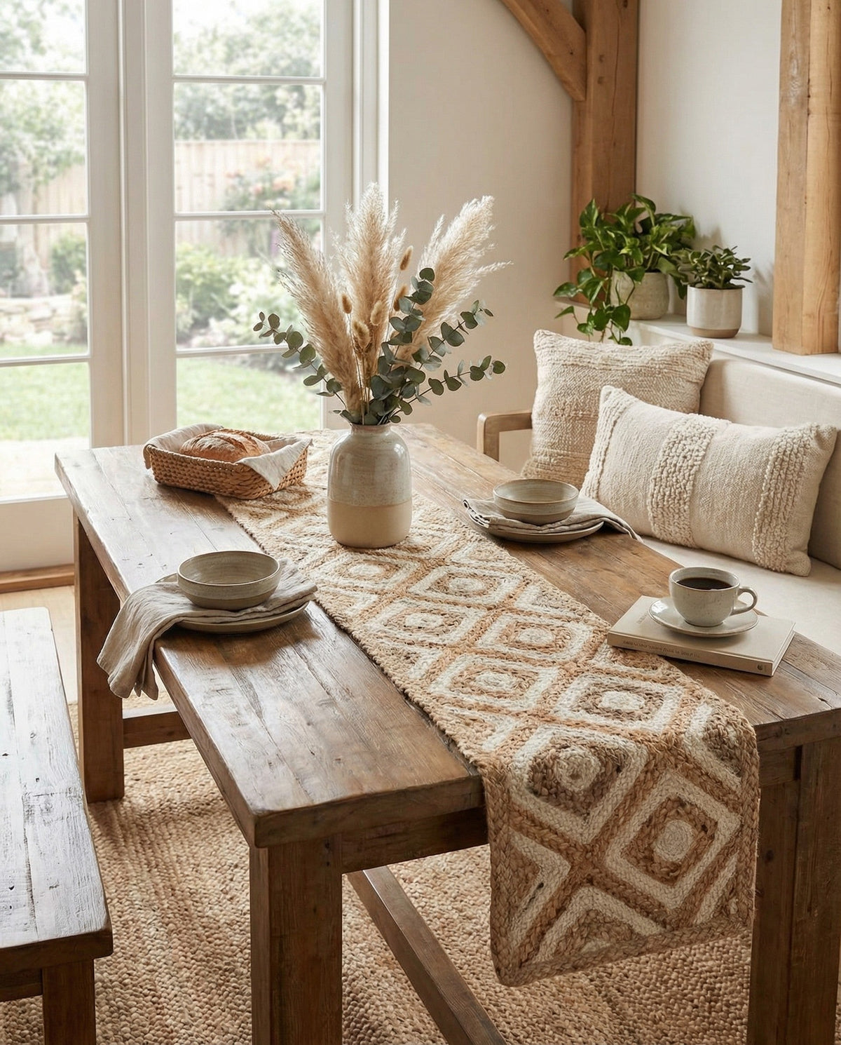Woven Seaside Jute Collection Area Rug - Marina Table Runner Natural  lifestyle 77