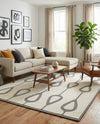 Monochrome Collection Area Rug -  Marble Rectangle Ivory White  lifestyle 21