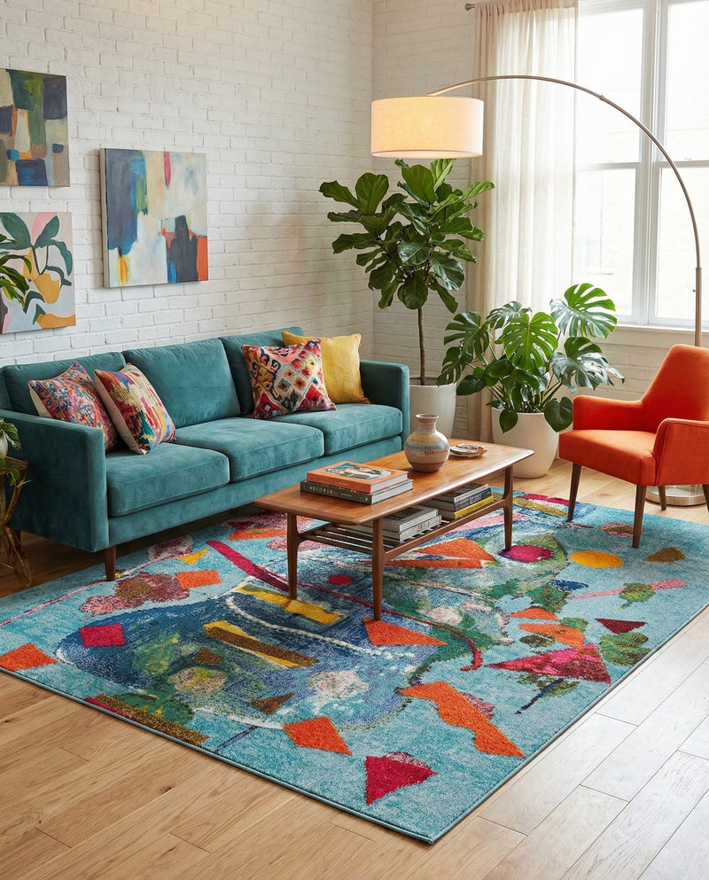 Colorburst Oasis Collection Area Rug -  Fresco Rectangle Aqua  lifestyle 23