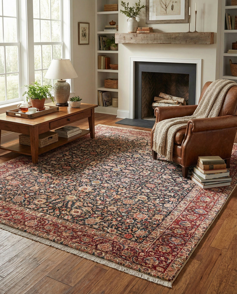 Bazaar Chic Collection Area Rug -  Tangier Square Navy Blue  lifestyle 53