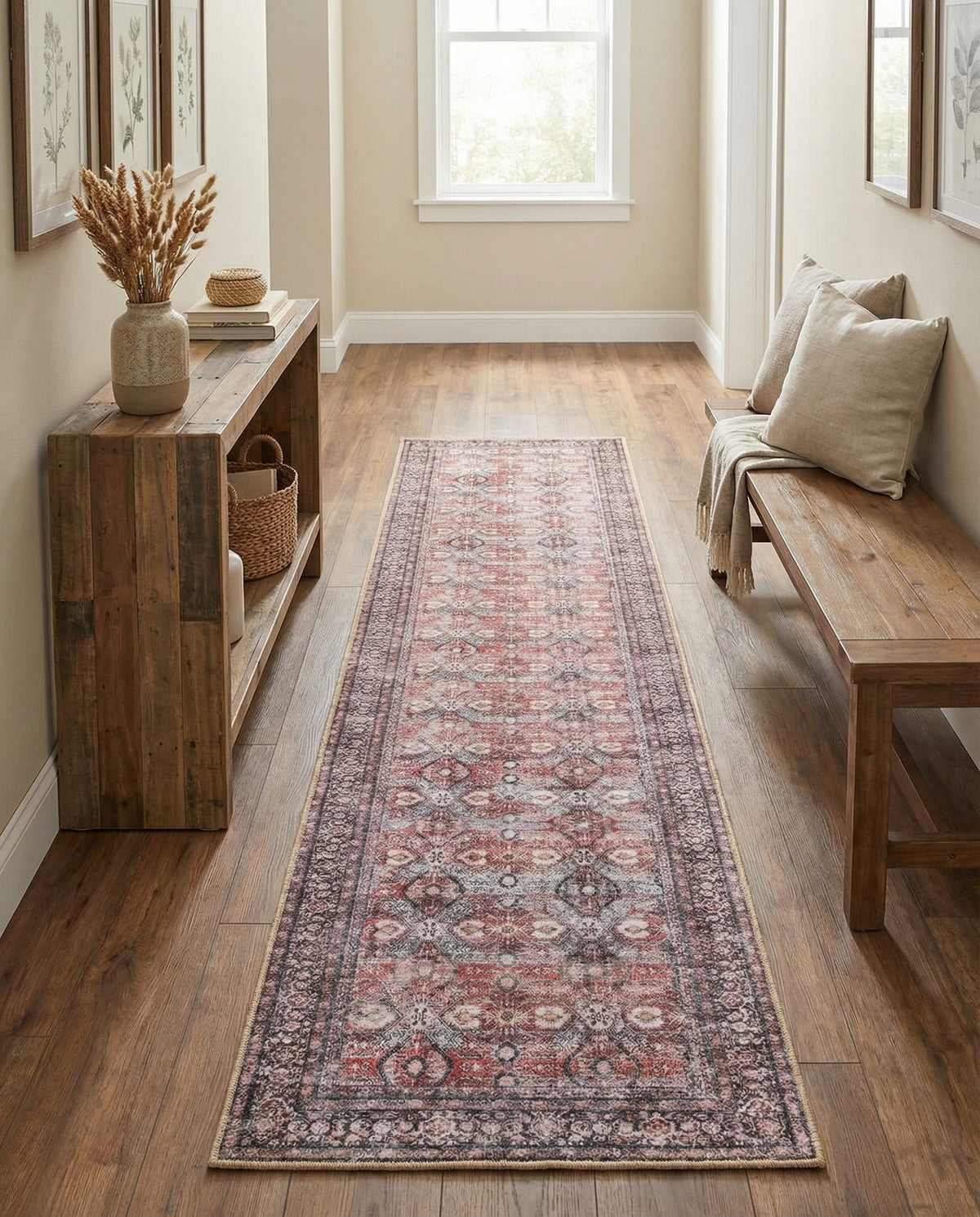 Heritage Elegance Collection Area Rug -  Hampton Runner Antique Red  lifestyle 51