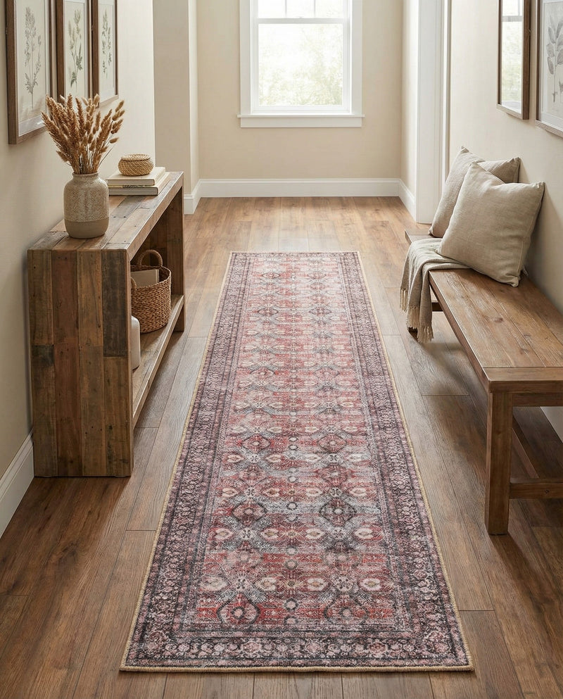 Heritage Elegance Collection Area Rug -  Hampton Runner Antique Red  lifestyle 51