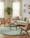 Solid Shag Seaside Collection Area Rug - Azure Cove (Light Blue) Round Sea Salt Blue  lifestyle 23