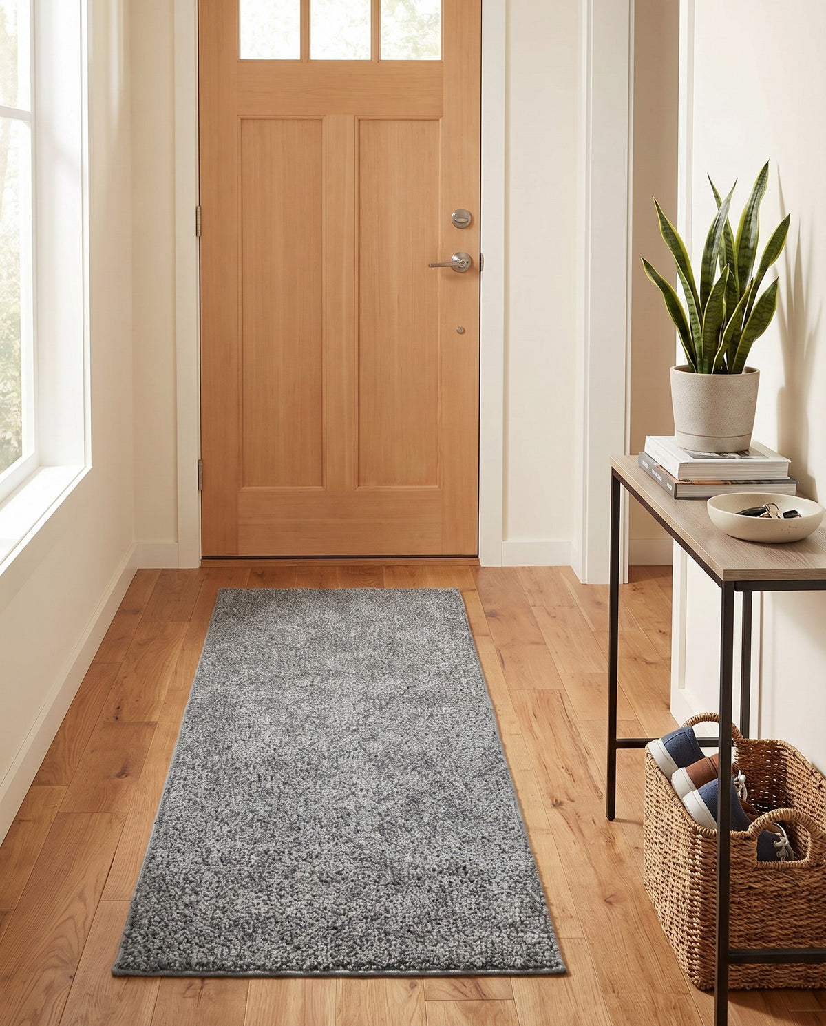 Solid Shag Seaside Collection Area Rug - Azure Cove (Gray) Runner Gray  lifestyle 114