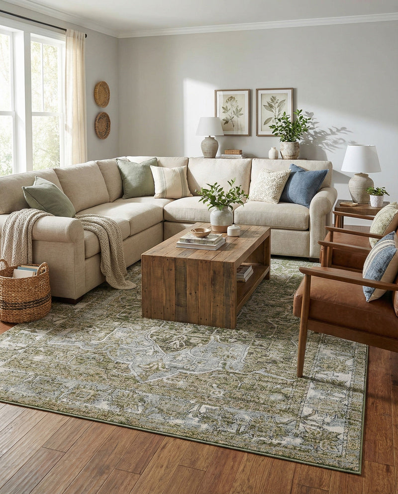 Savannah Soiree Collection Area Rug -  Everglade (Green) Rectangle Green  lifestyle 16