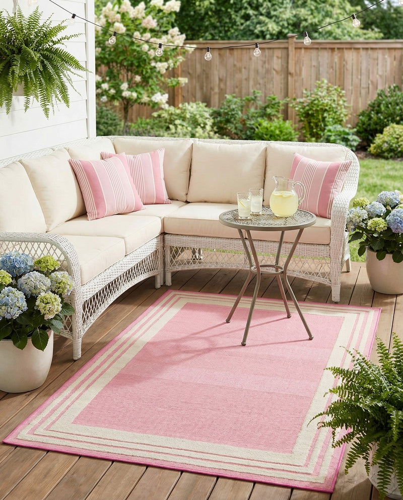 Bahama Breeze Outdoor Collection Area Rug -  Abaco Rectangle Pink  lifestyle 16