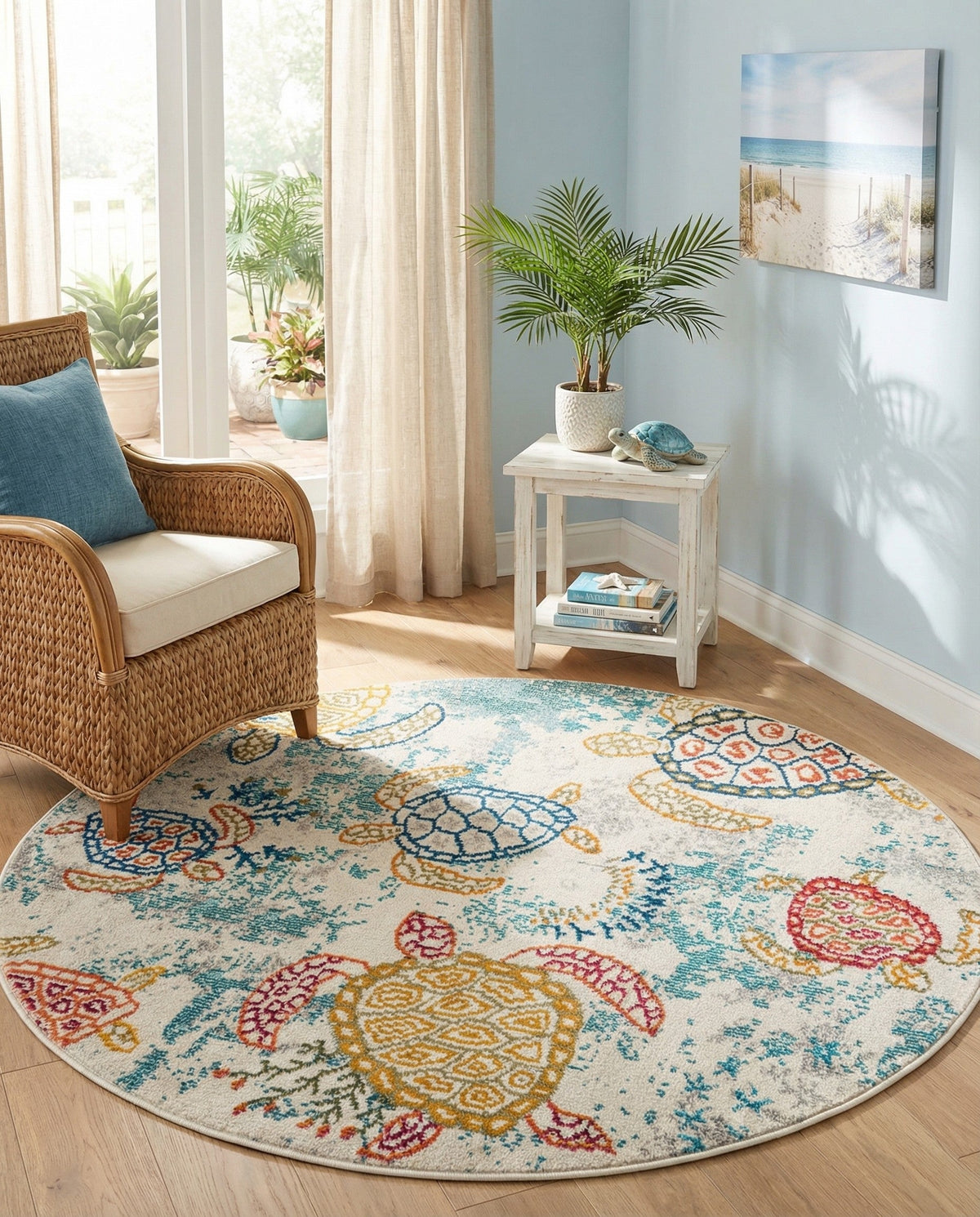 Sorrento Shores Collection Area Rug -  Massa Round Beige  lifestyle 125