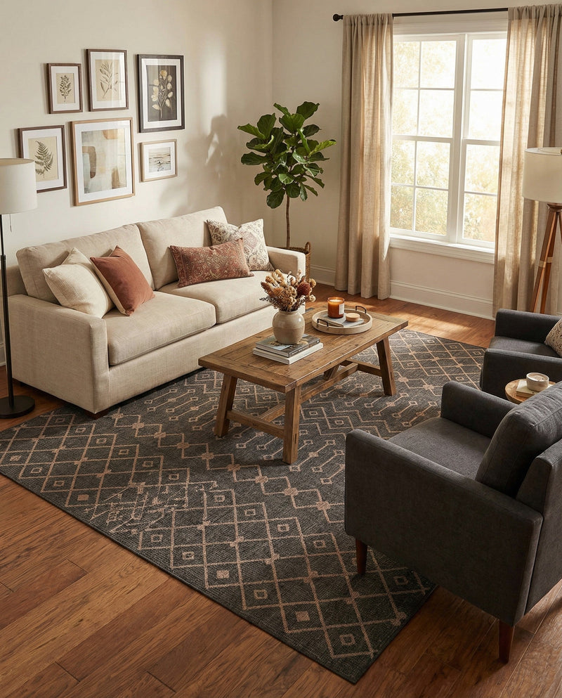 Savannah Pergola Collection Area Rug -  Pergola (Charcoal Gray) Rectangle Charcoal Gray  lifestyle 27