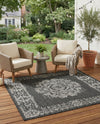 Patio Heritage Collection Area Rug - Savannah (Charcoal Gray) Square Charcoal Gray  lifestyle 79