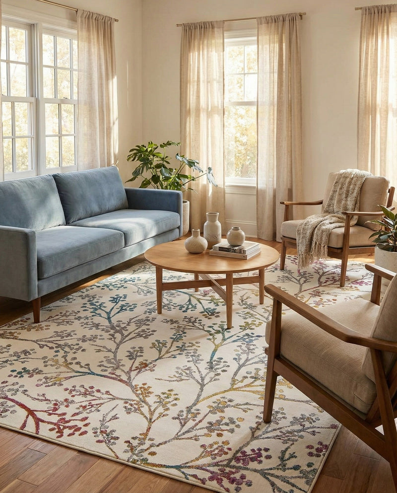 Meadow Breeze Collection Area Rug -  Sunbeam Rectangle Ivory  lifestyle 8