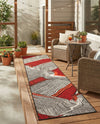 Urban Terrace Collection Area Rug -  Porch Runner Red and Black  lifestyle 46