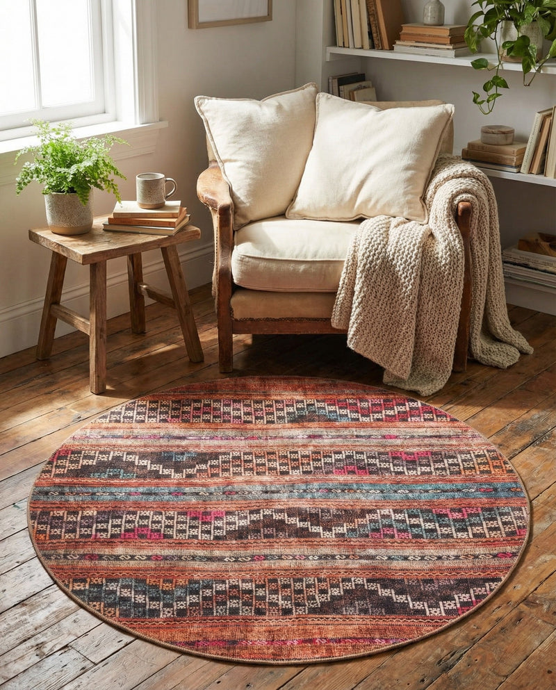 Heritage Elegance Collection Area Rug -  Monticello Round Multi  lifestyle 24