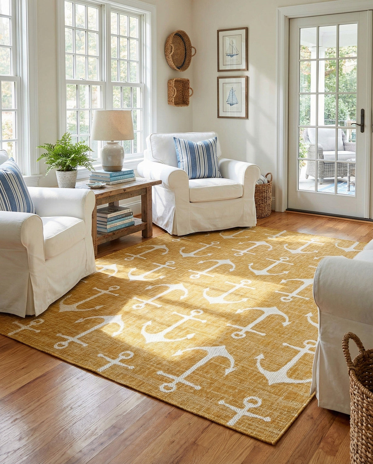 Seaside Haven Rugs Collection Area Rug - Sapphire (Yellow) Square Yellow  lifestyle 79
