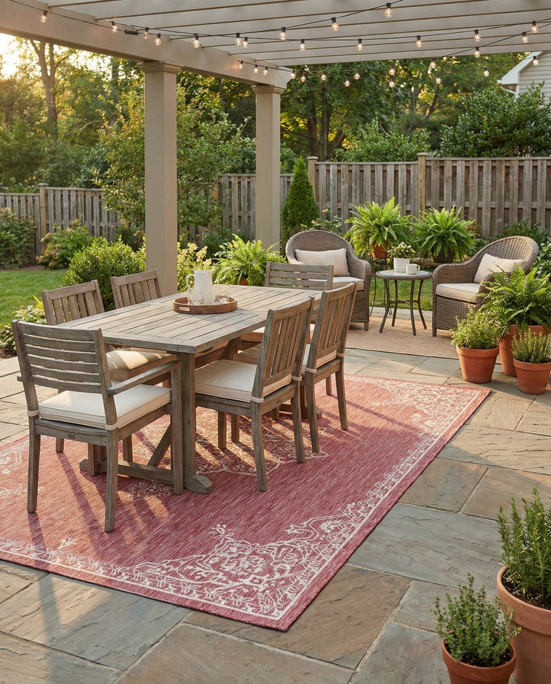 Patio Heritage Collection Area Rug -  Charleston (Rust Red) Rectangle Rust Red  lifestyle 8