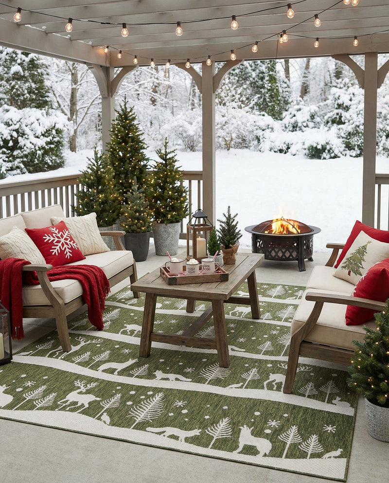 Garden Festivity Collection Area Rug - Evergreen Rectangle Green  lifestyle 46