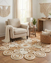 Woven Seaside Jute Collection Area Rug - Sienna Round Natural and White  lifestyle 22