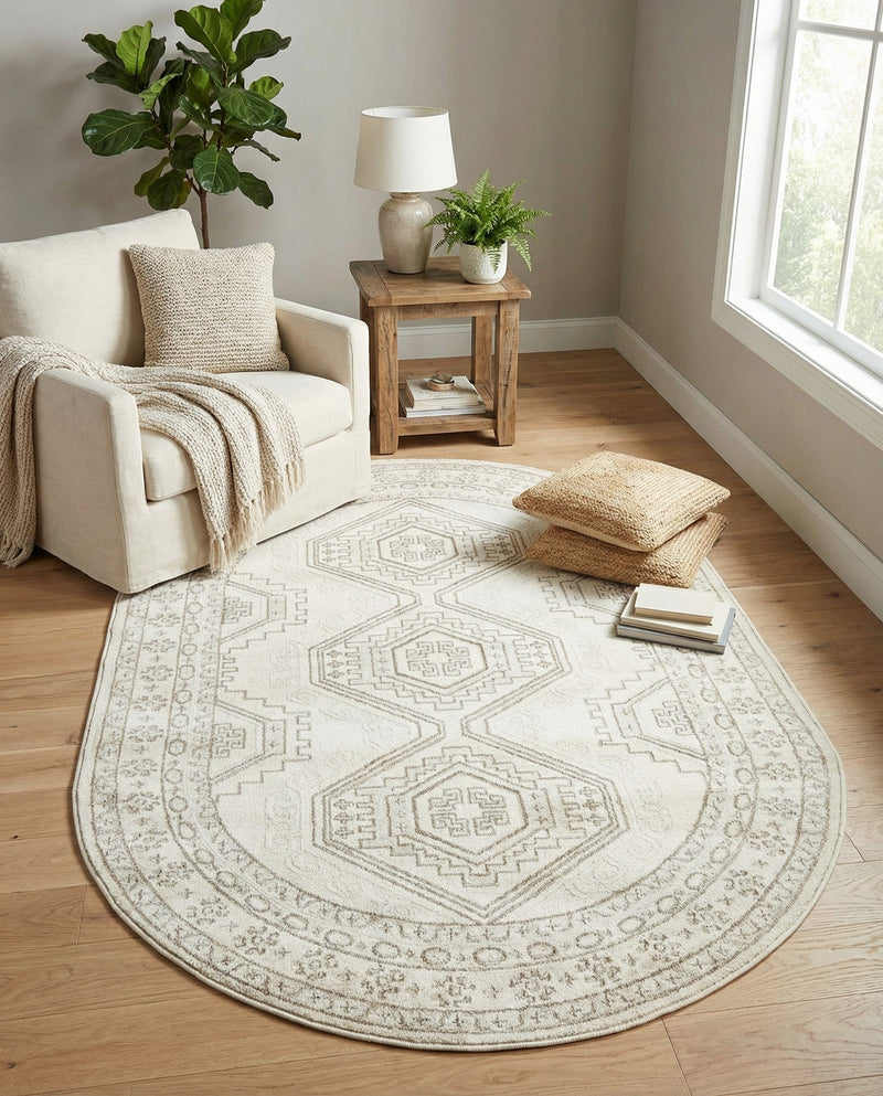 Savannah Elegance Collection Area Rug -  Tybee (Ivory) Oval Ivory  lifestyle 40