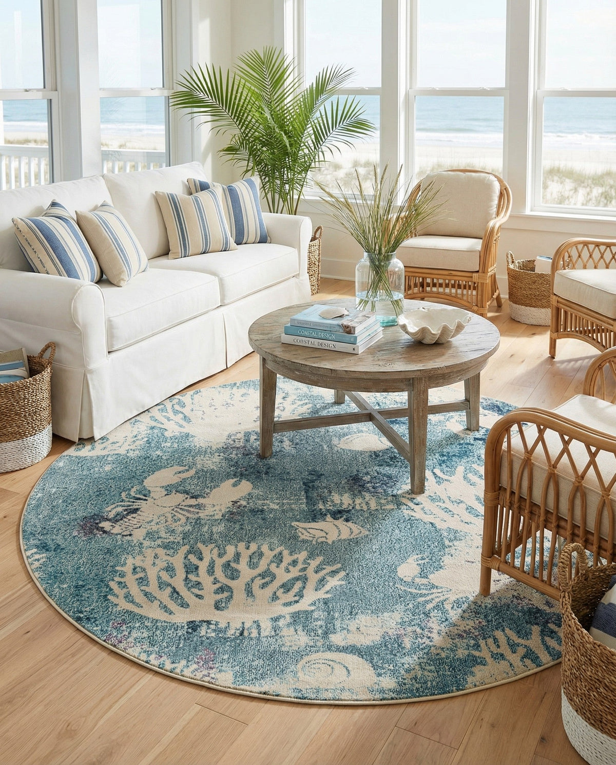 Sorrento Shores Collection Area Rug -  Vico Round Light Blue  lifestyle 107