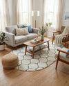 Trellis Mosaic Collection Area Rug -  Pergolatown (Ivory) Oval Ivory  lifestyle 34