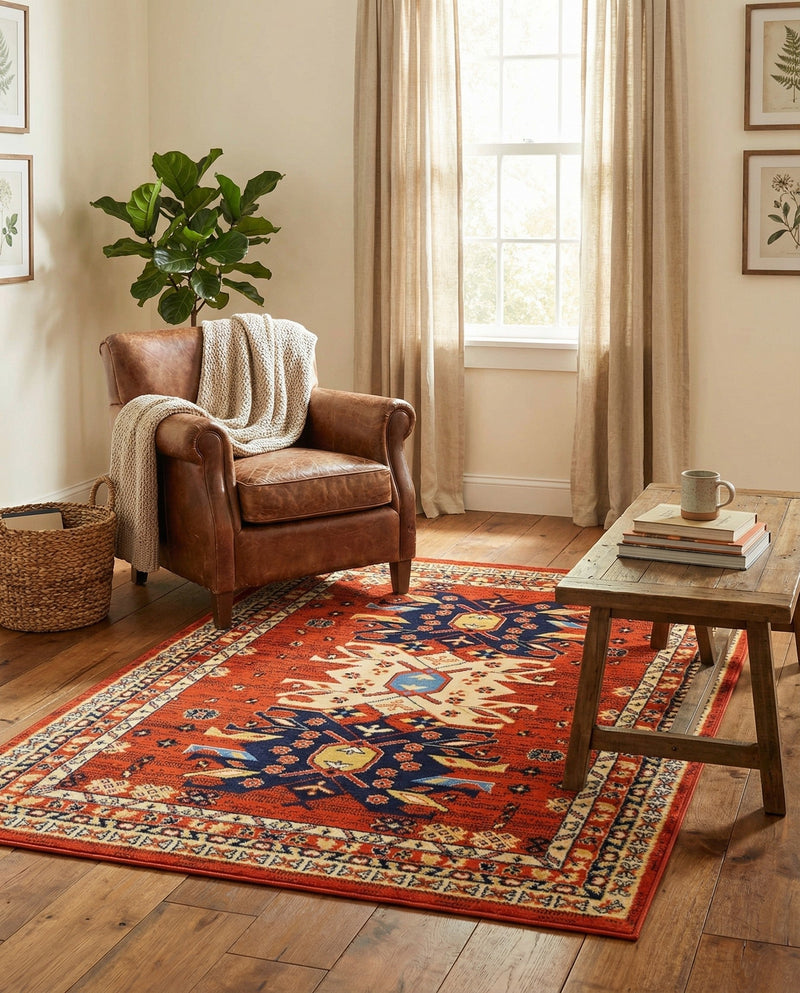 Tabriz Tapestries Collection Area Rug - Azerbaijan (Terracotta) Rectangle Terracotta  lifestyle 22