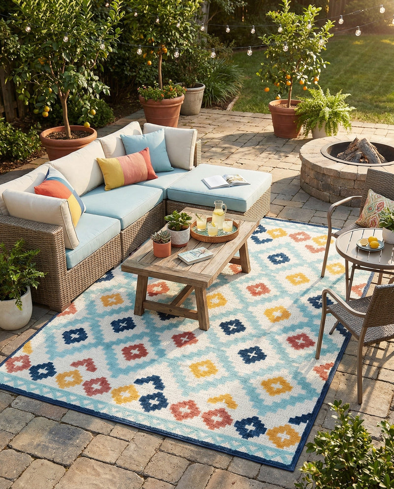 Caribbean Terrace Collection Area Rug -  Tobago Rectangle Ivory  lifestyle 20