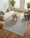 Seaside Stripes Collection Area Rug -  Boardwalk (Light Blue) Square Light Blue  lifestyle 34