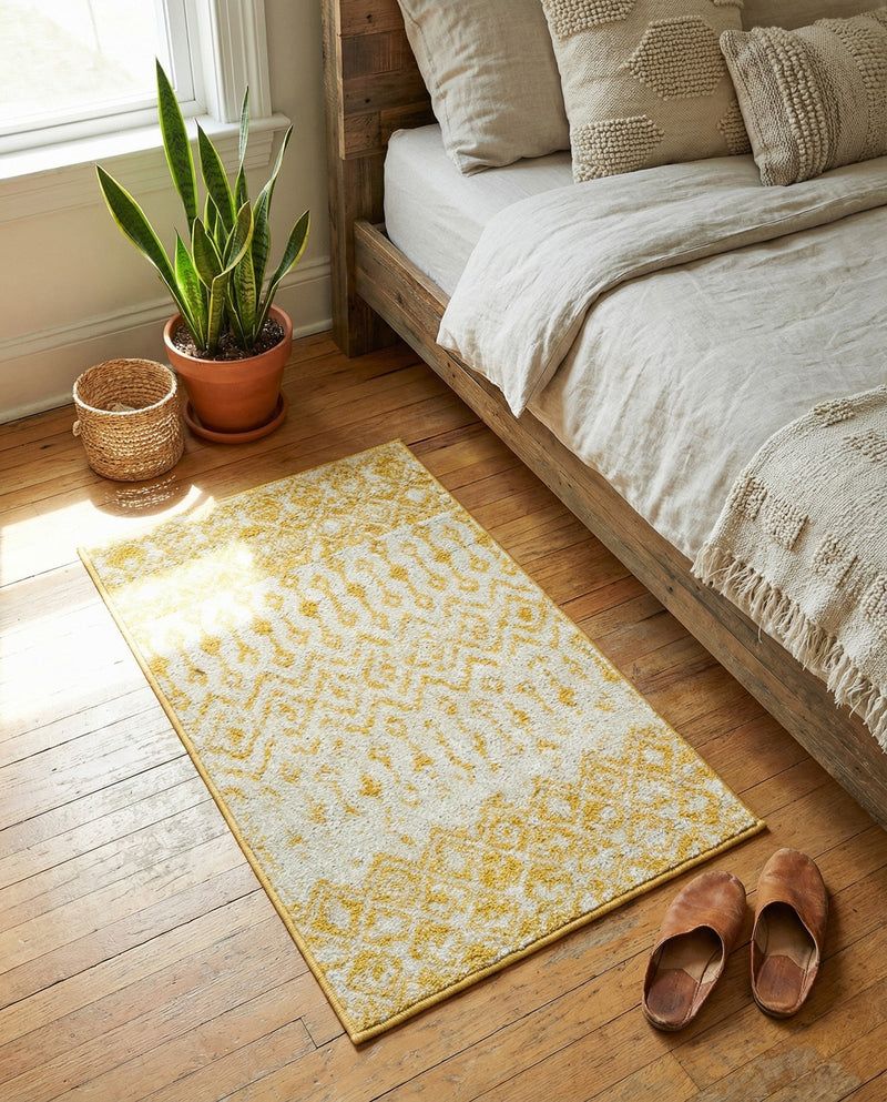 Mediterranean Lattice Collection Area Rug -  Casablanca (Ivory and Yellow) Rectangle Ivory and Yellow  lifestyle 19
