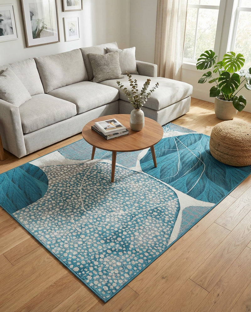 Urban Terrace Collection Area Rug -  Courtyard Rectangle Blue and Ivory  lifestyle 6