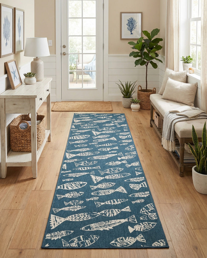 Seaside Haven Rugs Collection Area Rug -  Oceanview Runner Blue  lifestyle 74