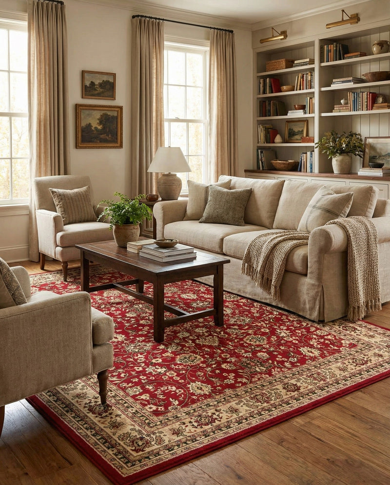 Isfahan Elegance Collection Area Rug - Naghsh-e Jahan (Burgundy) Rectangle Burgundy  lifestyle 27