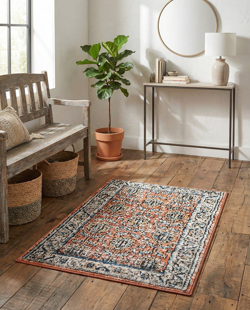 Mykonos Manor Collection Area Rug -  Paros Rectangle Salmon Pink  lifestyle 25