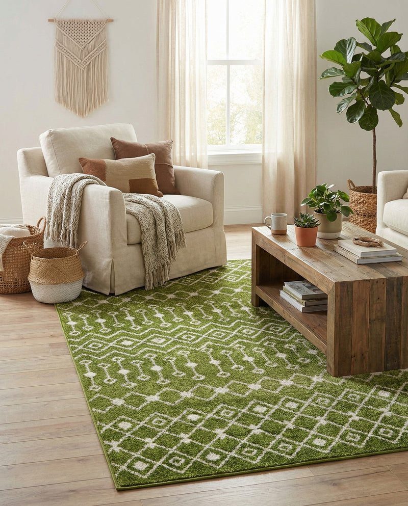 Mediterranean Lattice Collection Area Rug - Santorini (Green) Rectangle Green  lifestyle 4