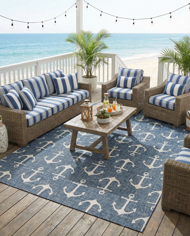 Seaside Haven Rugs Collection Area Rug - Sapphire (Blue) Rectangle Blue  lifestyle 24