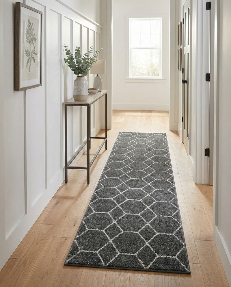 Trellis Mosaic Collection Area Rug - Arborville (Dark Gray) Runner Dark Gray  lifestyle 50