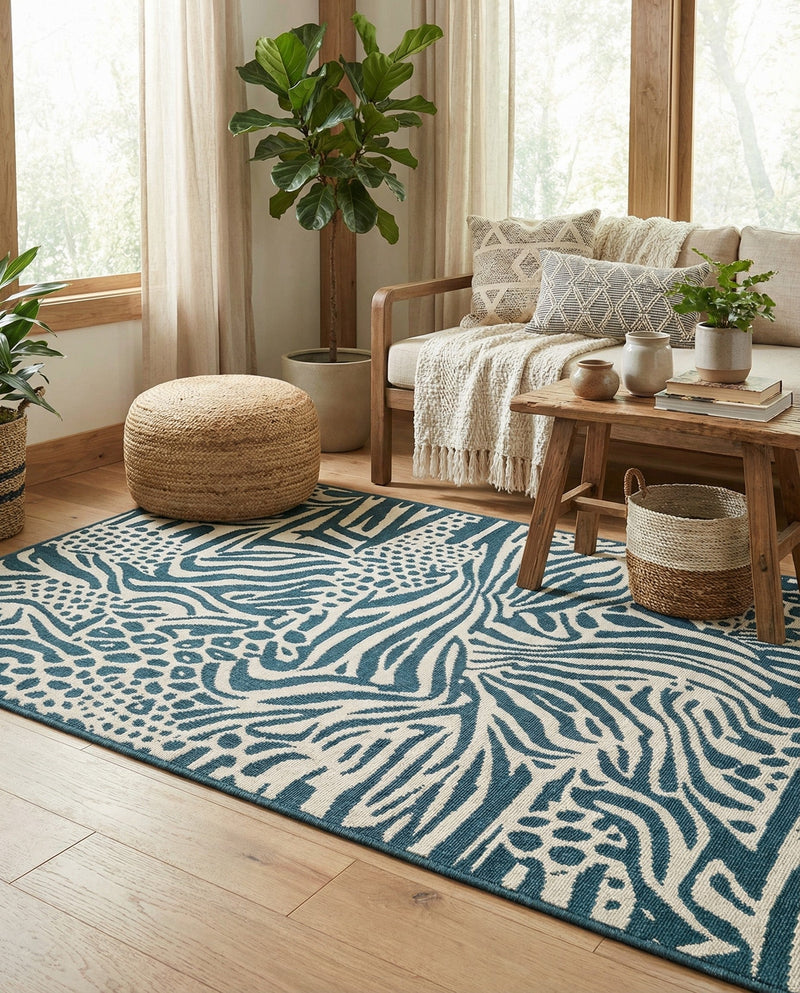 Savannah Escape Collection Area Rug -  Masai Rectangle Navy Blue and Ivory  lifestyle 5