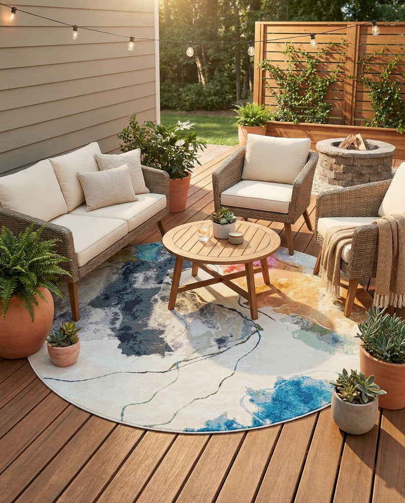 Urban Terrace Collection Area Rug -  Arbor Round Multi  lifestyle 17