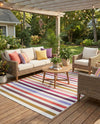 Seaside Stripes Collection Area Rug - Azul Rectangle White  lifestyle 22