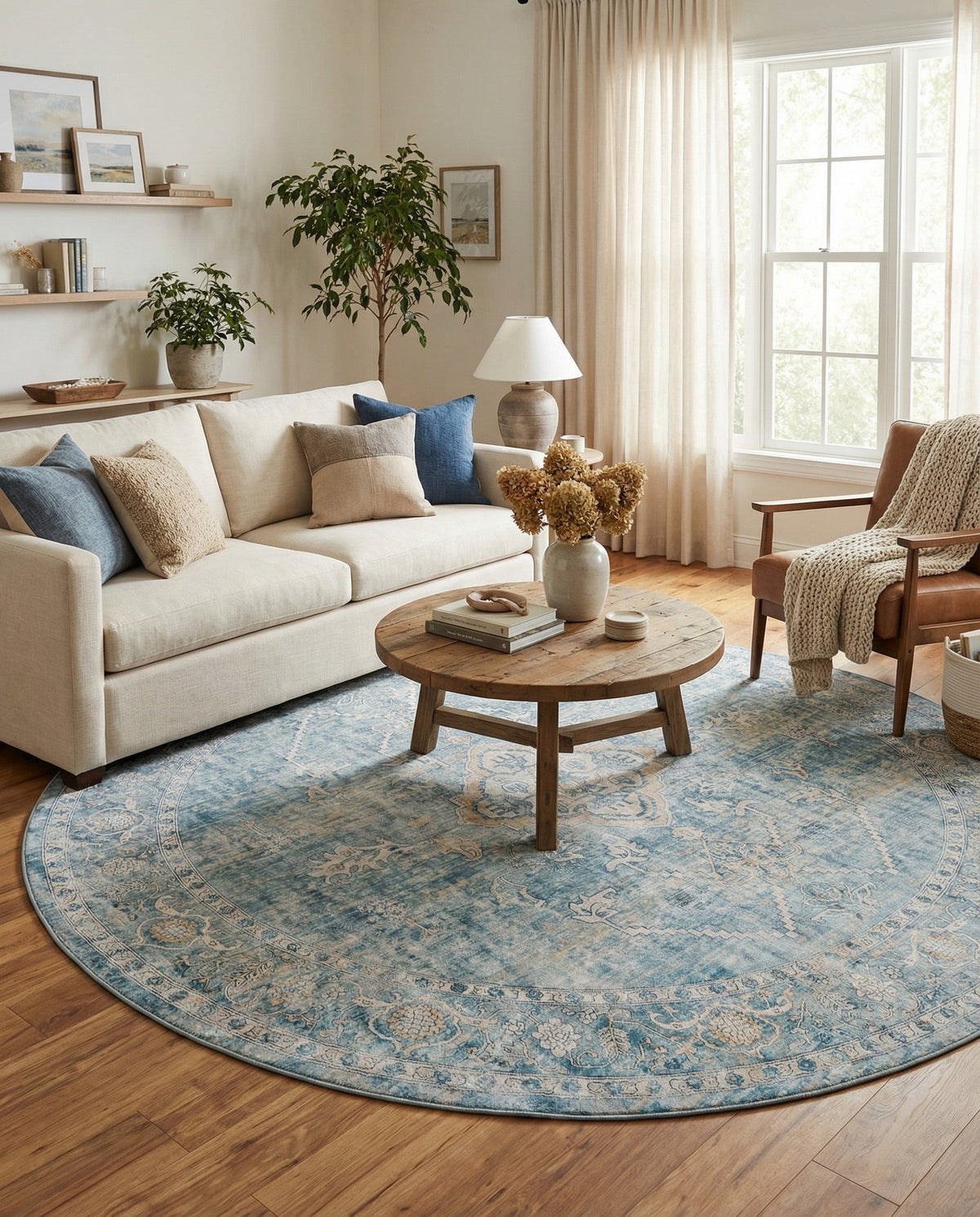 Coastal Haven Collection Area Rug -  Marina Round Blue  lifestyle 203