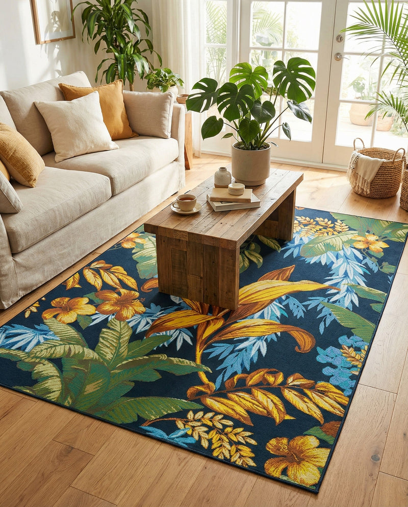 Seaside Blooms Collection Area Rug -  Grove Rectangle Multi  lifestyle 40