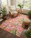 Seaside Blooms Collection Area Rug -  Kyoto Rectangle Coral  lifestyle 9