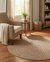 Highland Woven Jute Collection Area Rug - Glenmore (Light Brown) Round Light Brown  lifestyle 37