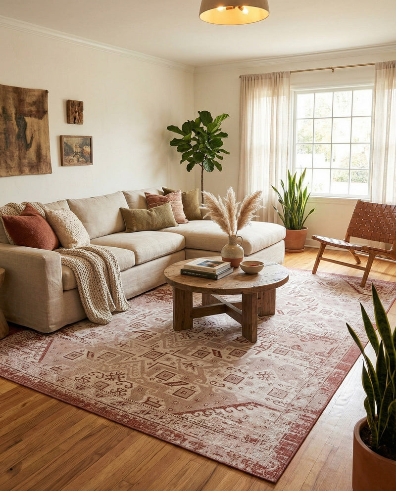 Tribal Terrace Treasures Collection Area Rug - Mayan Marina (Rust Red) Rectangle Rust Red  lifestyle 25
