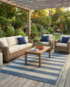 Seaside Stripes Collection Area Rug -  Veranda Rectangle Blue  lifestyle 32