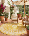 Tribal Terrace Treasures Collection Area Rug -  Incan Isle (Yellow) Round Yellow  lifestyle 76