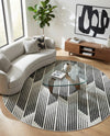 Urban Terrace Collection Area Rug -  Bronx Round Black and White  lifestyle 78