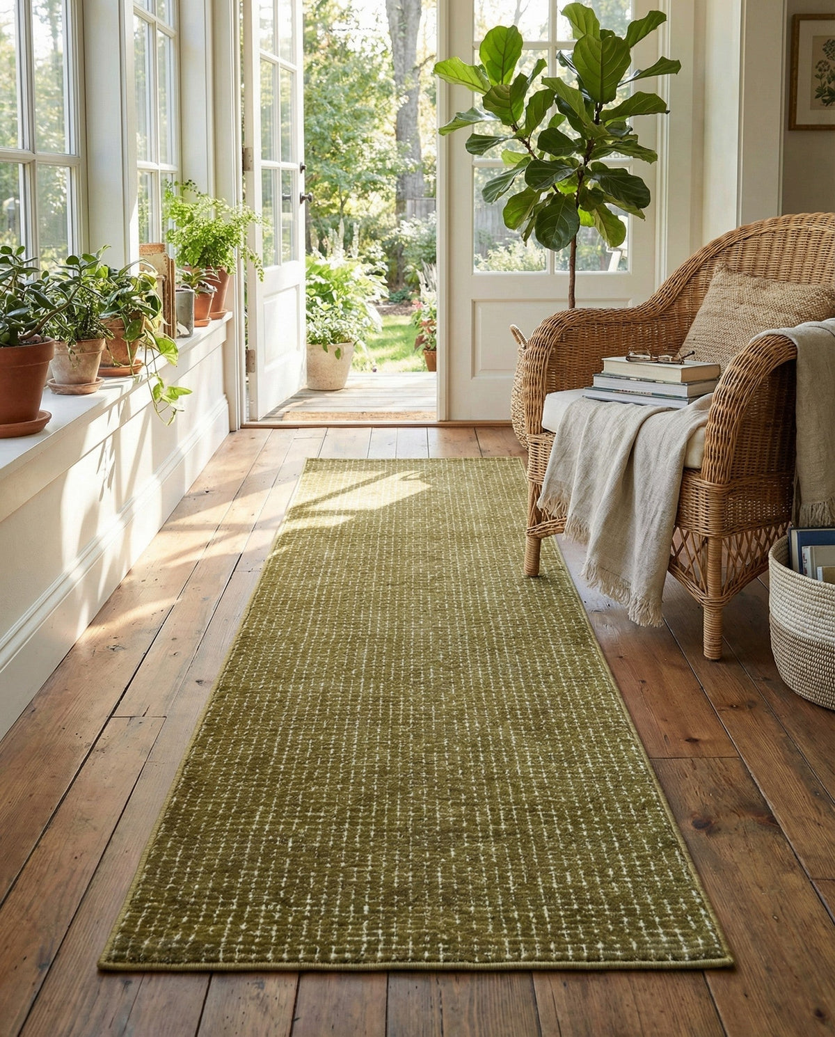 Aravalli Collection Area Rug -  Jaisalmer Runner Olive Green  lifestyle 187