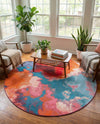 Urban Terrace Collection Area Rug -  Patio Round Gray and Pink  lifestyle 20