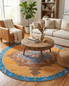 Heritage Elegance Collection Area Rug -  Winterthur (Orange) Round Orange  lifestyle 36